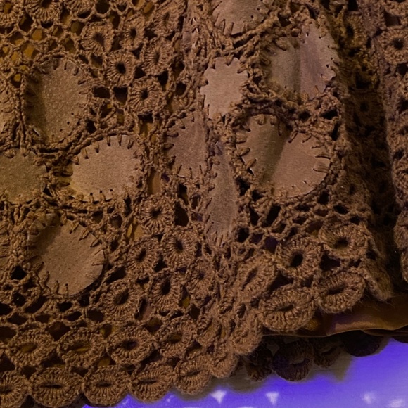 Vintage Crocheted  Brown Women’s Boho Skirt Size XL - Picture 6 of 11